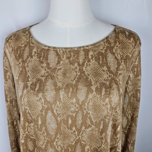 Lauren Ralph Lauren Tan Python Print Linen Knit Top 1X Snake Print - Picture 5 of 9